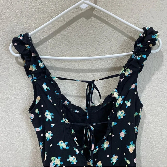 FREE PEOPLE Like A Lady Mini Dress Black Lemon Print Linen Size Small - Picture 7 of 10